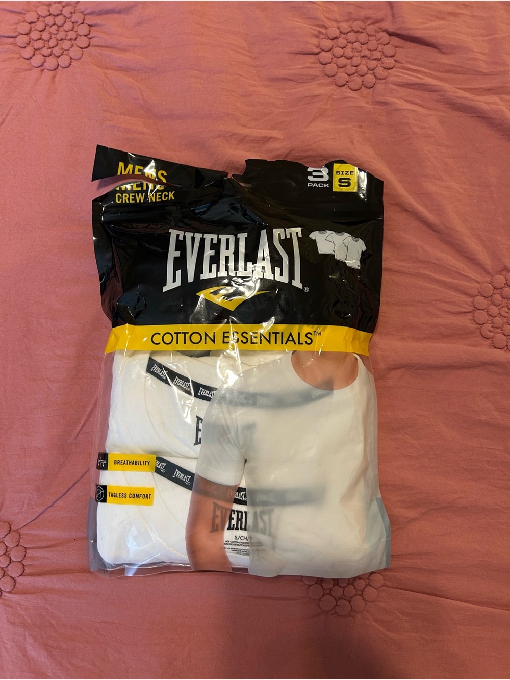 Everlast Men's Cotton Essentials White Crew Neck T-Shirts - 3 Pack size Small